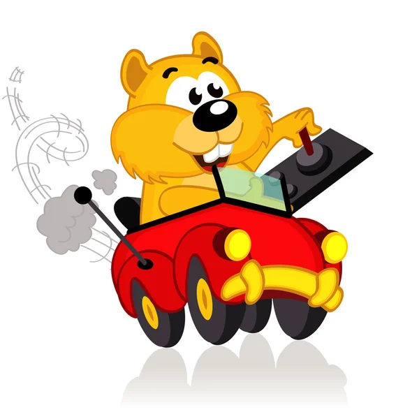 Hamster sur une voiture radiocommandée — Image vectorielle