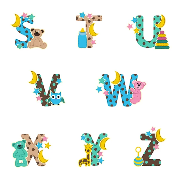 Alphabet bébé de S à Z — Image vectorielle