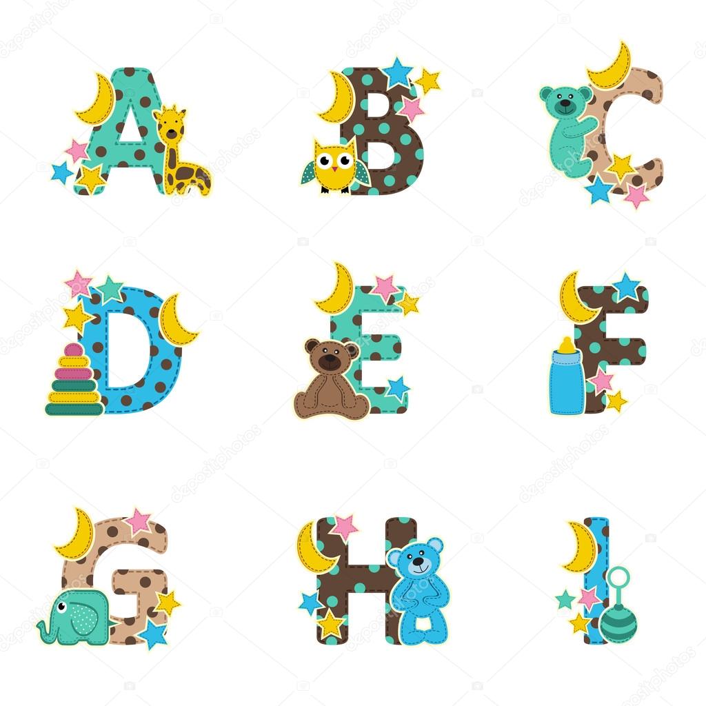 alphabet baby from A to I