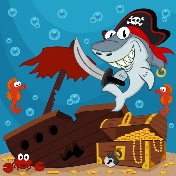 Pirate requin capitaine — Image vectorielle