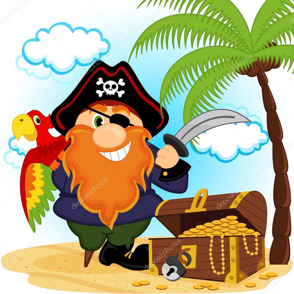 pirate with a parrot  vector