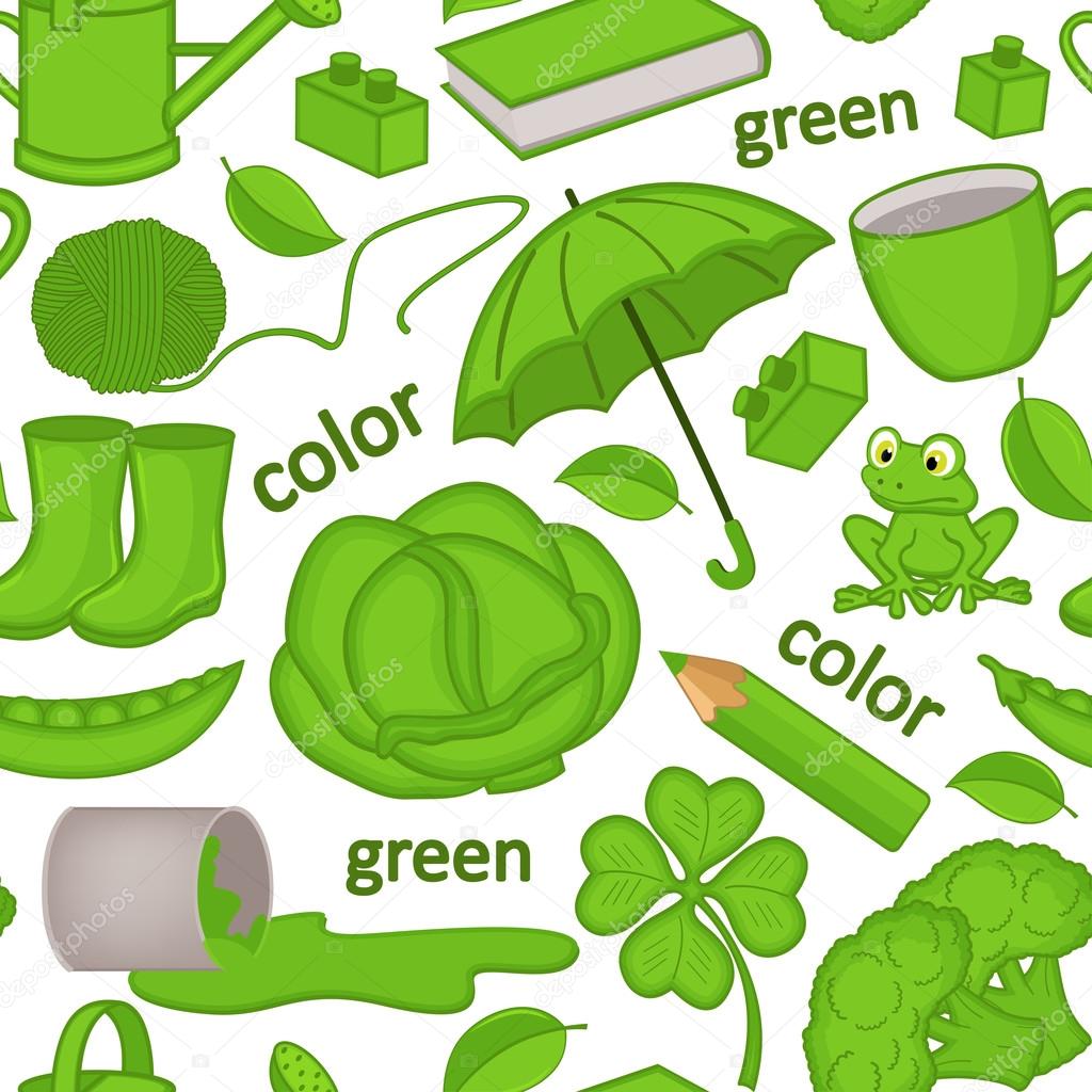 seamless pattern with green objects