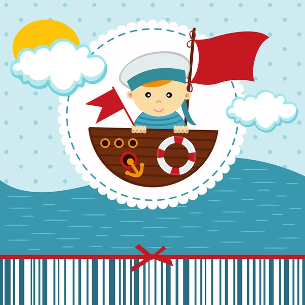 Bebé niño marinero — Vector de stock