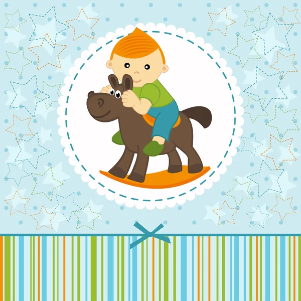 小男孩骑着匹马 — 图库矢量图片