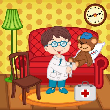 oyuncak ayı çocuk doktor davranır