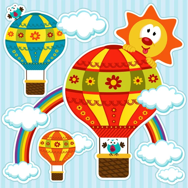 蓝天上的气球 — 图库矢量图片