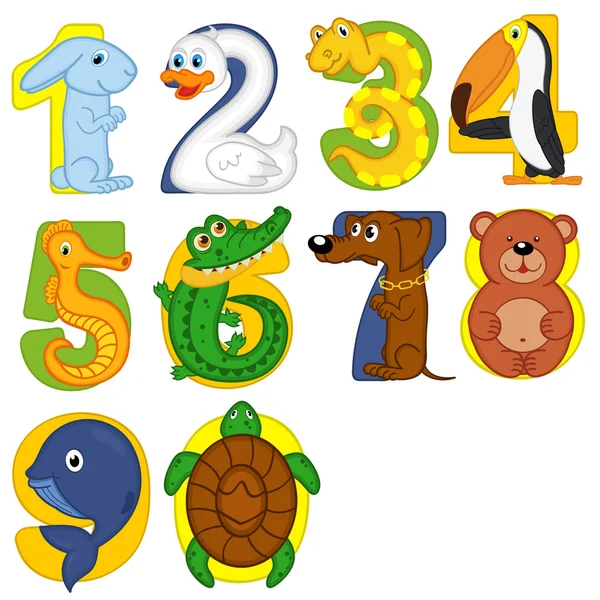 Animals like numbers — Stock Vector