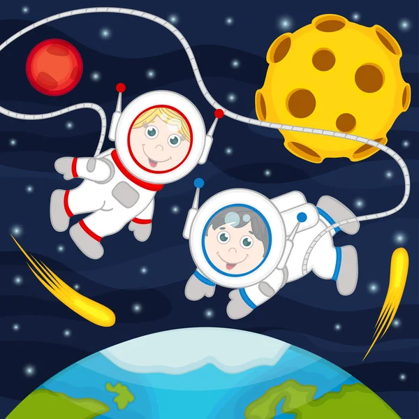 Enfants dans l'espace — Image vectorielle