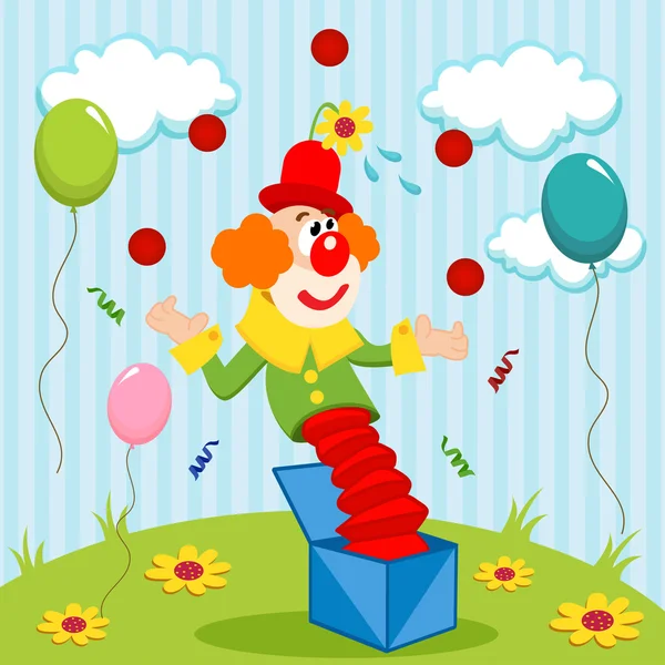 Clownen jonglerar bollar — Stock vektor