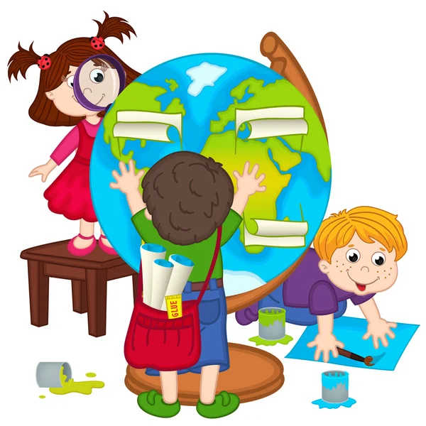 Діти роблять глобус — стоковий вектор