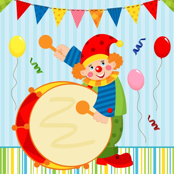小丑打鼓 — 图库矢量图片