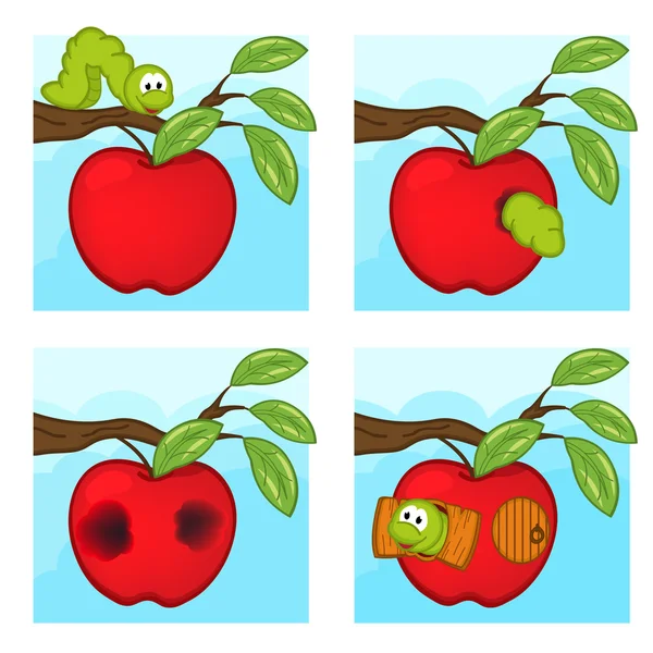 蠕虫和苹果 — 图库矢量图片