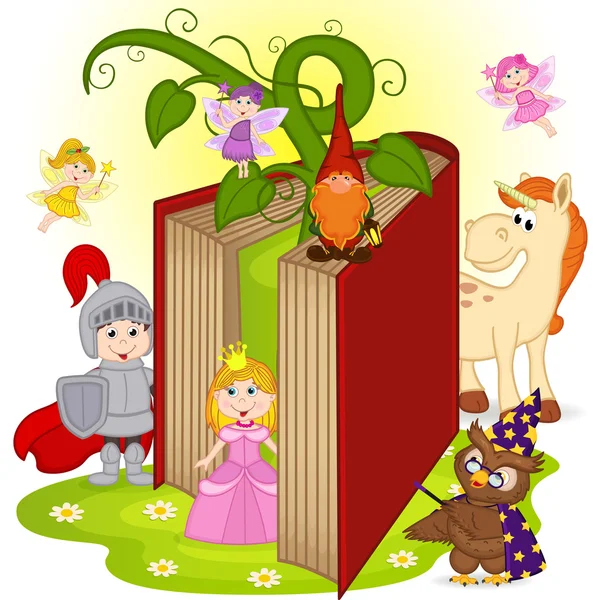 Book with characters from fairy tales — Stock Vector