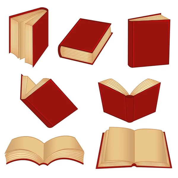 Set di libri rossi isolati — Vettoriale Stock