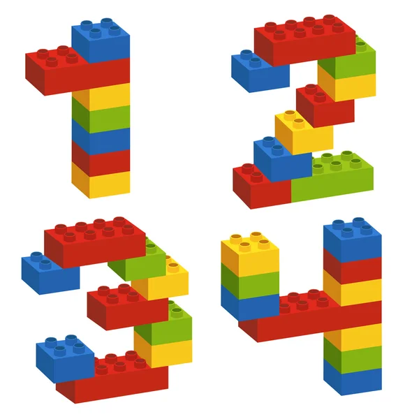 Conjunto de números del constructor del 1 al 4 — Archivo Imágenes Vectoriales