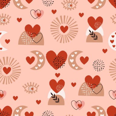 Kusursuz desenli aşk boho güneşi, göz, ay