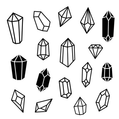 İzole edilmiş sihirli kara kristaller.