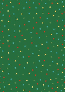 Yeşil arkaplanda renkli yıldız deseni