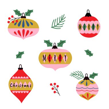 İlahi dutlarla izole edilmiş Noel süslemeleri.