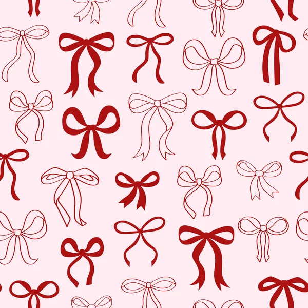 Pembe arka planda kırmızı fiyonklu kusursuz desen