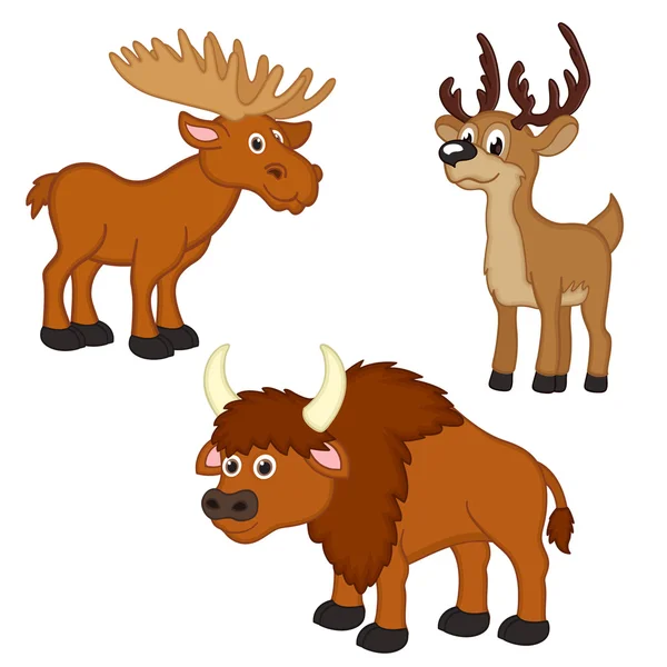 组的孤立与麋鹿、 鹿、 野牛 — 图库矢量图片