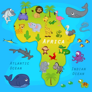 Afrika Haritası hayvanlarla
