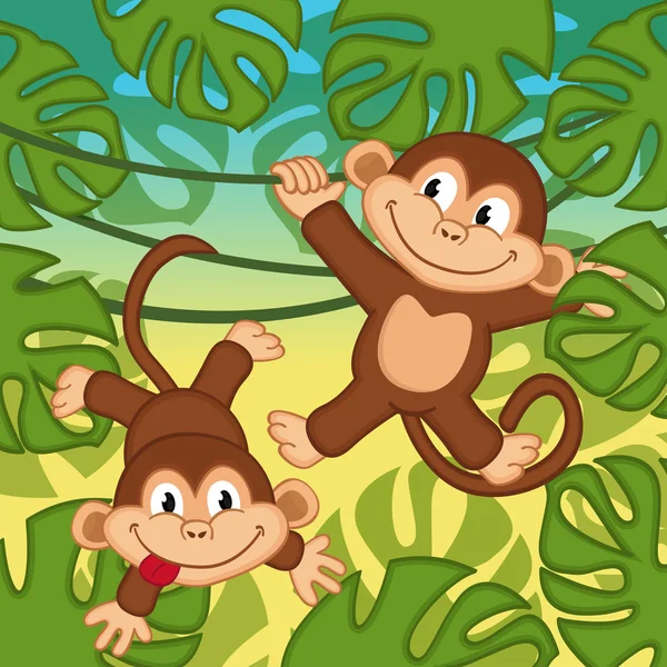 Małpa w dżungli — Wektor stockowy