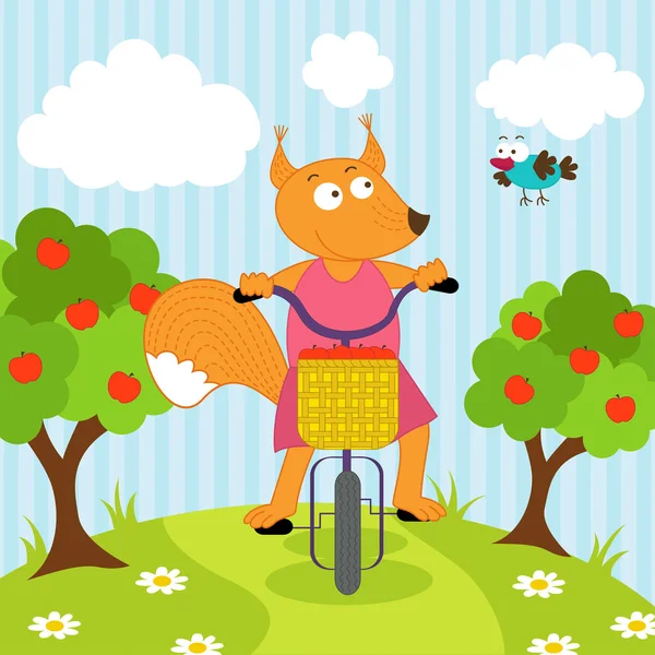 Esquilo andar de bicicleta —  Vetores de Stock