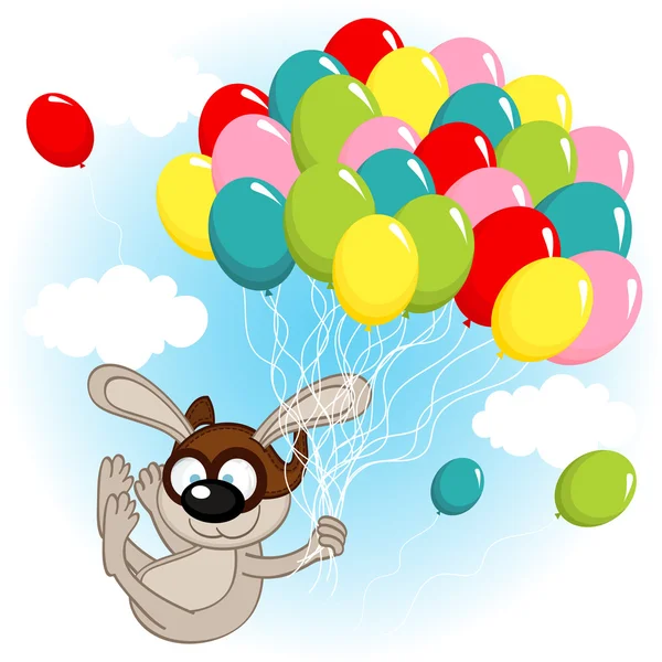 Rabbit on balloons — Stock Vector