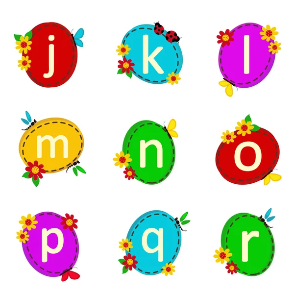 Alphabet ovale de J à R — Image vectorielle