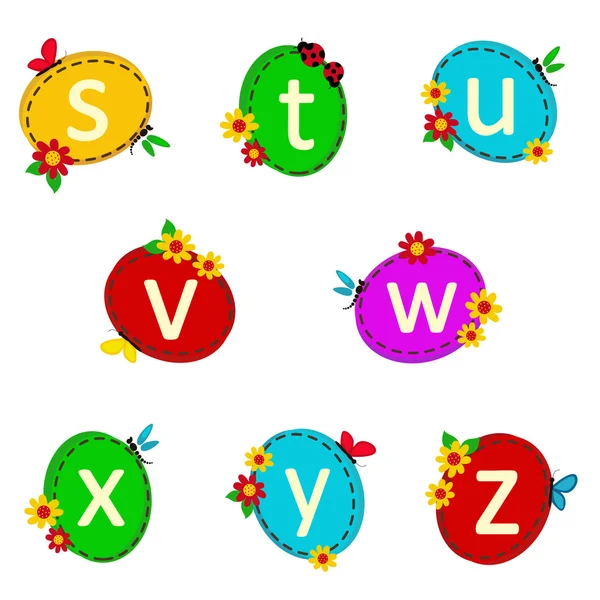 Alphabet ovale de S à Z — Image vectorielle