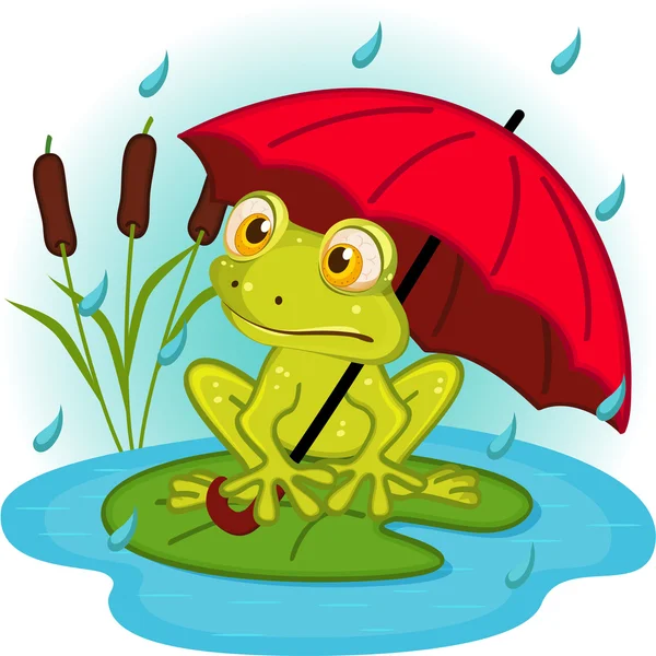 Frog under umbrella — Stock Vector © abrakadabra 5937647