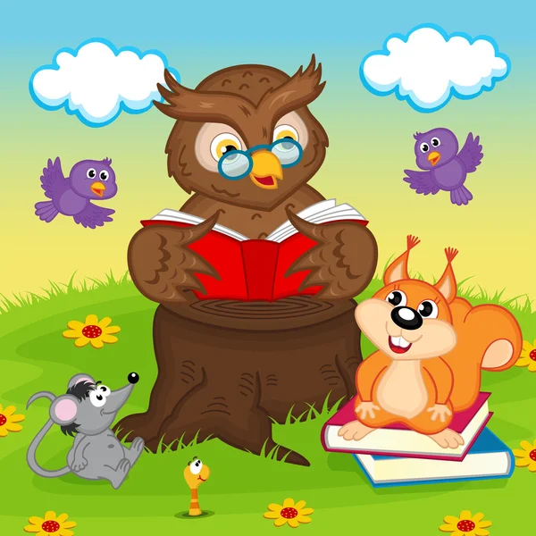 hayvanlar için bir kitap okuma baykuş