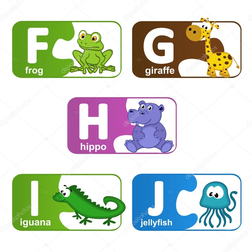 stickers alphabet animals from F to J