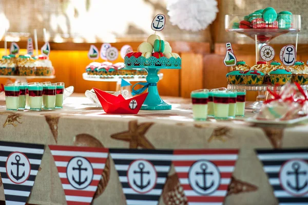 Childrens holiday serving table for children  marine — Stock Photo, Image