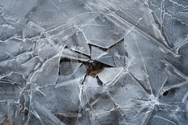 Spring background - meltinh and cracking ice — Stock Photo, Image