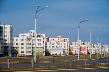 Coloful panel evler Gomel City, Beyaz Rusya. 