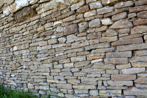 Alte Mauer Aus Natursteinfliesen Gebaut — Stockfoto