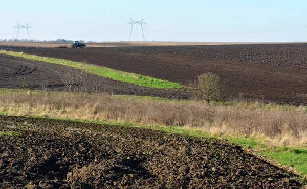 Otoño Paisaje Agrícola Con Campo Cultivo Arado — Foto de Stock