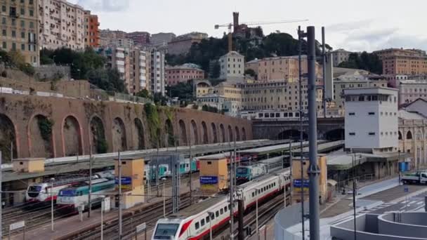 Fragmento Panorama Génova Zona Estación Tren Situado Cerca Piazza Princhipe — Vídeos de Stock