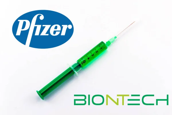 Biontech ve Pfizer Coronavirus 'a karşı aşı dozları Telifsiz Stok Imajlar