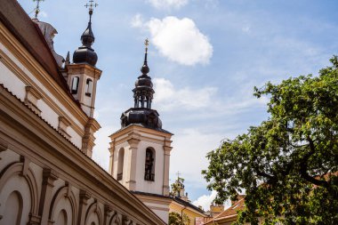 Historic architecture with towers in Vilnius Lithuania