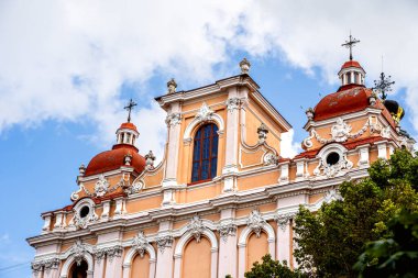 Ornate architecture of building in Vilnius Lithuania