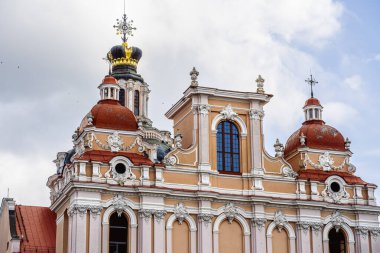 Ornate architecture of building in Vilnius Lithuania