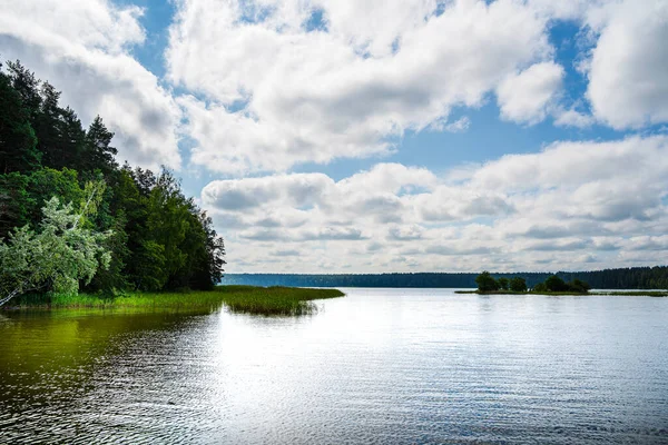 Calm lake reflecting clouds in Labanoro regional park