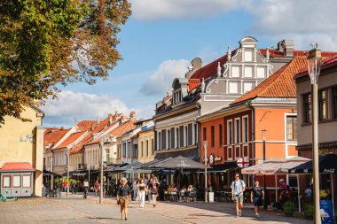 Kaunas Litvanya 'da sokak hizasında renkli binalar
