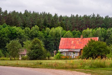 Abandoned houses near forest in Dzukija Lithuania
