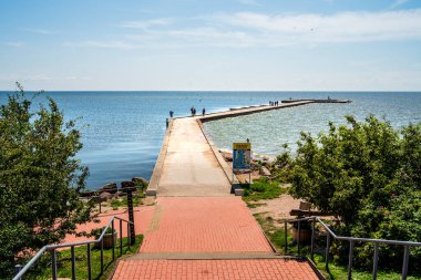 Cape Vente Litvanya 'da denize doğru uzanan iskele