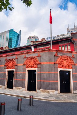 Xintiandi Shanghai bölgesinde tarihi bina cephesi