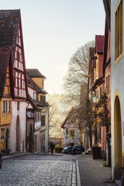 Rothenburg, Cobblestone Sokağı ob der Tauber.
